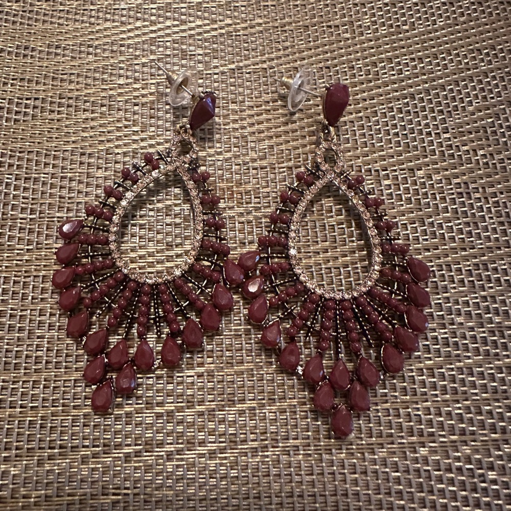 Gorgeous Indian earrings in burgundy